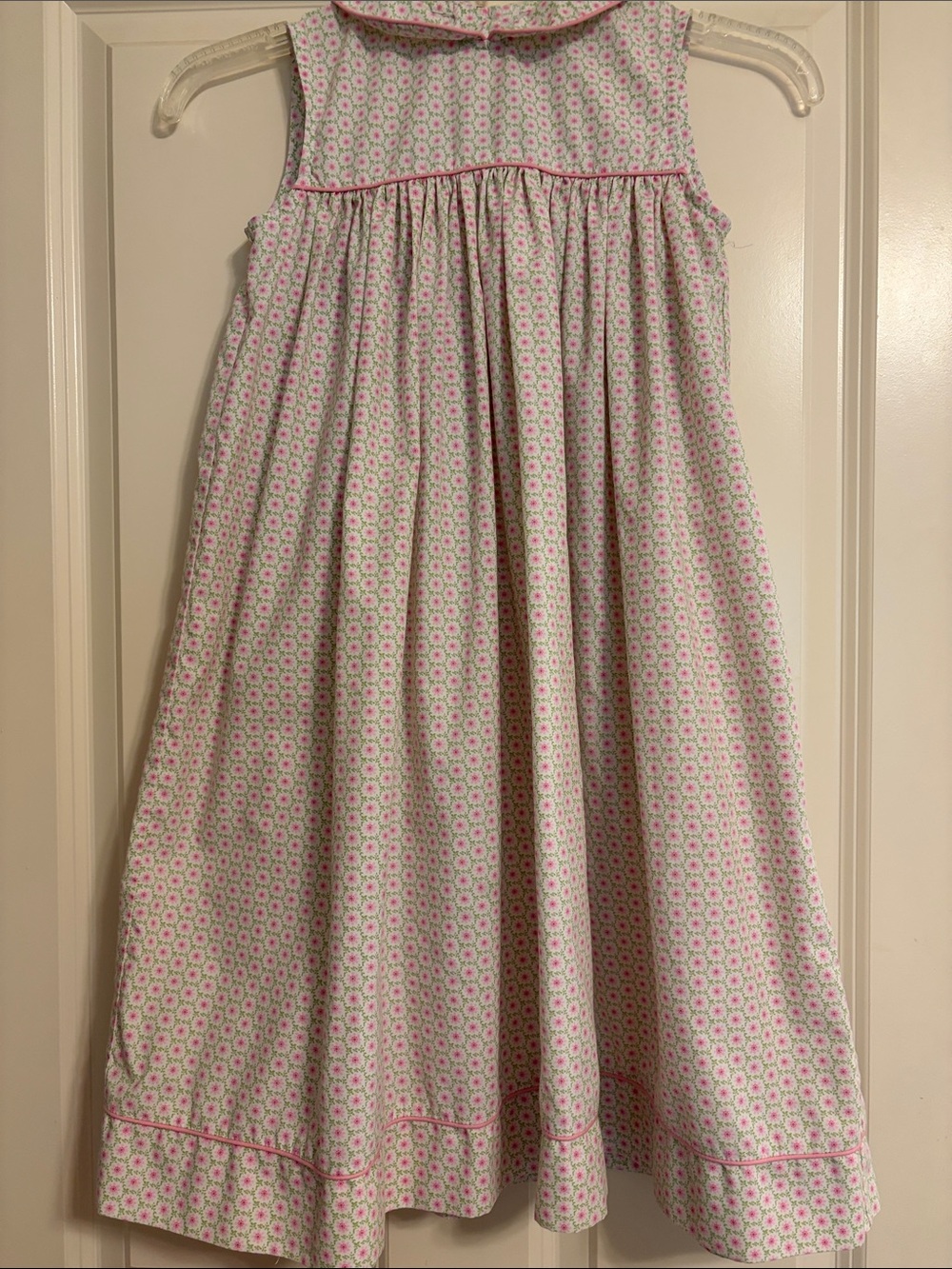 Girls Sleeveless Floral Pocket Dress - Pink & White